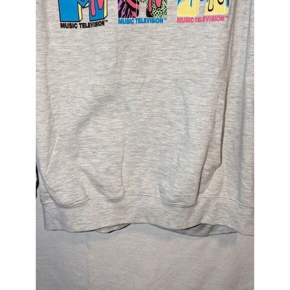 Y2K MTV Logo Pocket Hoodie Sweatshirt Gray Men's Size XXL - Picture 4 of 10
